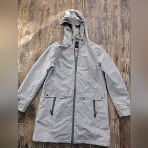 Etage Denmark Waterproof Rain Jacket Light Gray Hooded Size Medium EUC